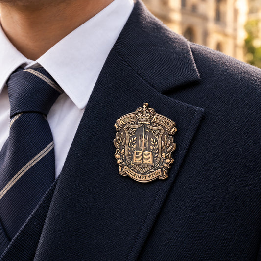 Brass School Badge Emblem Relief Engraving