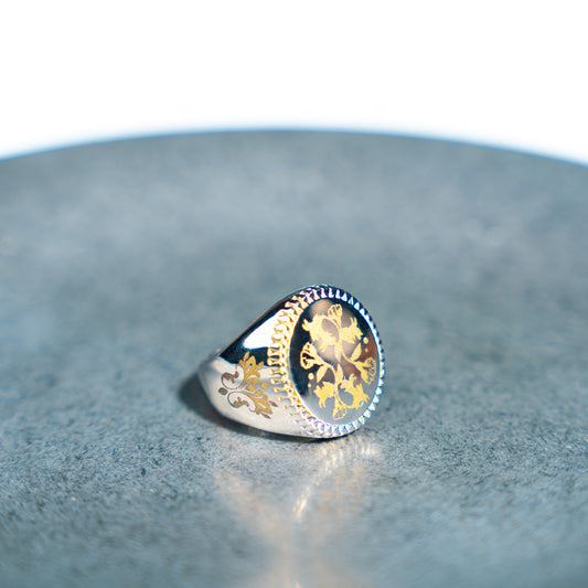 Silver ring pattern engraving