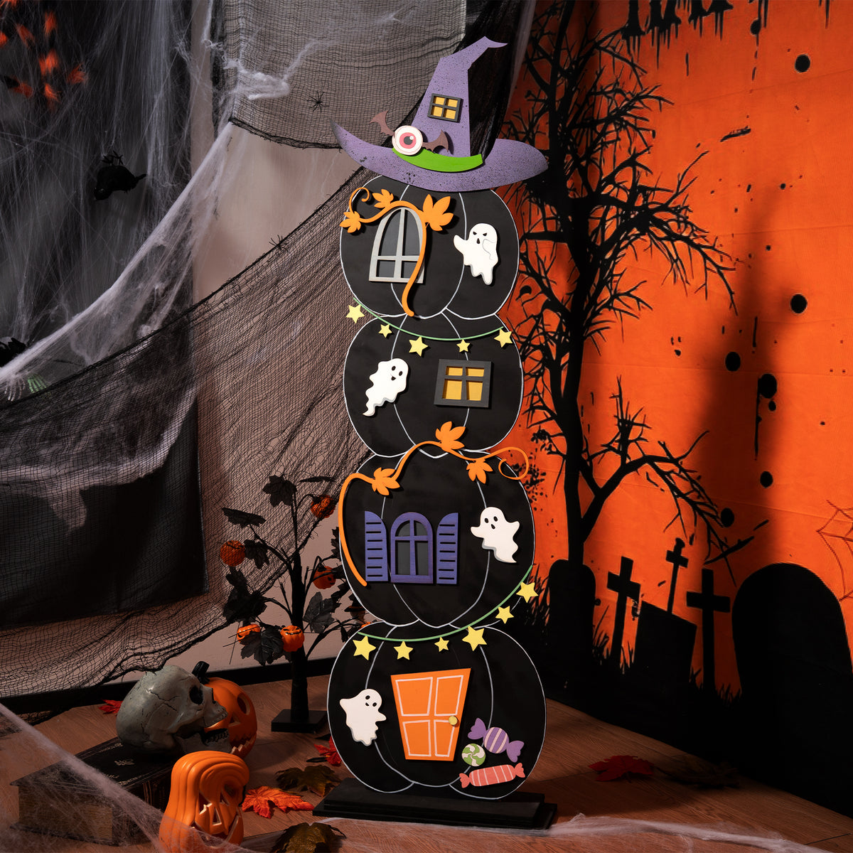 Halloween Pumpkin House Extended Ornament