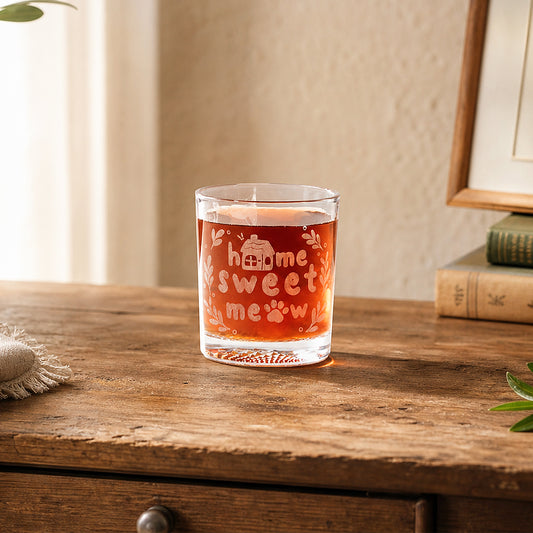 Cat House Engraved Glass