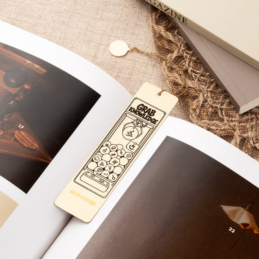 Grab Knowledge Claw Machine Brass Bookmark Engraving