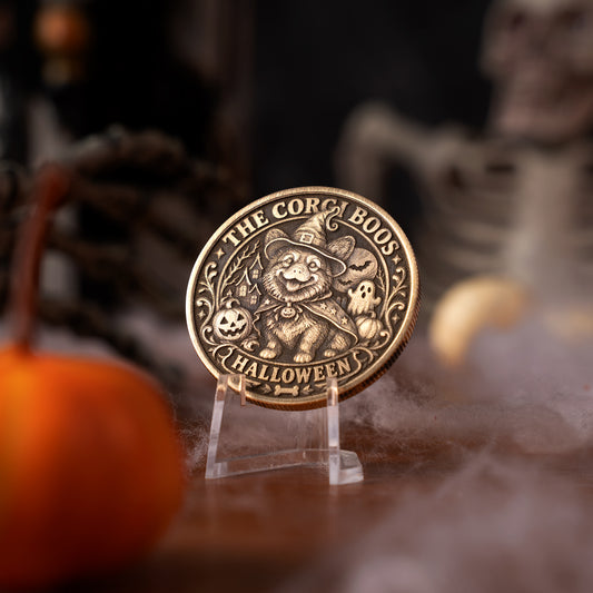Halloween Corgi Dog Coin Relief Engraving