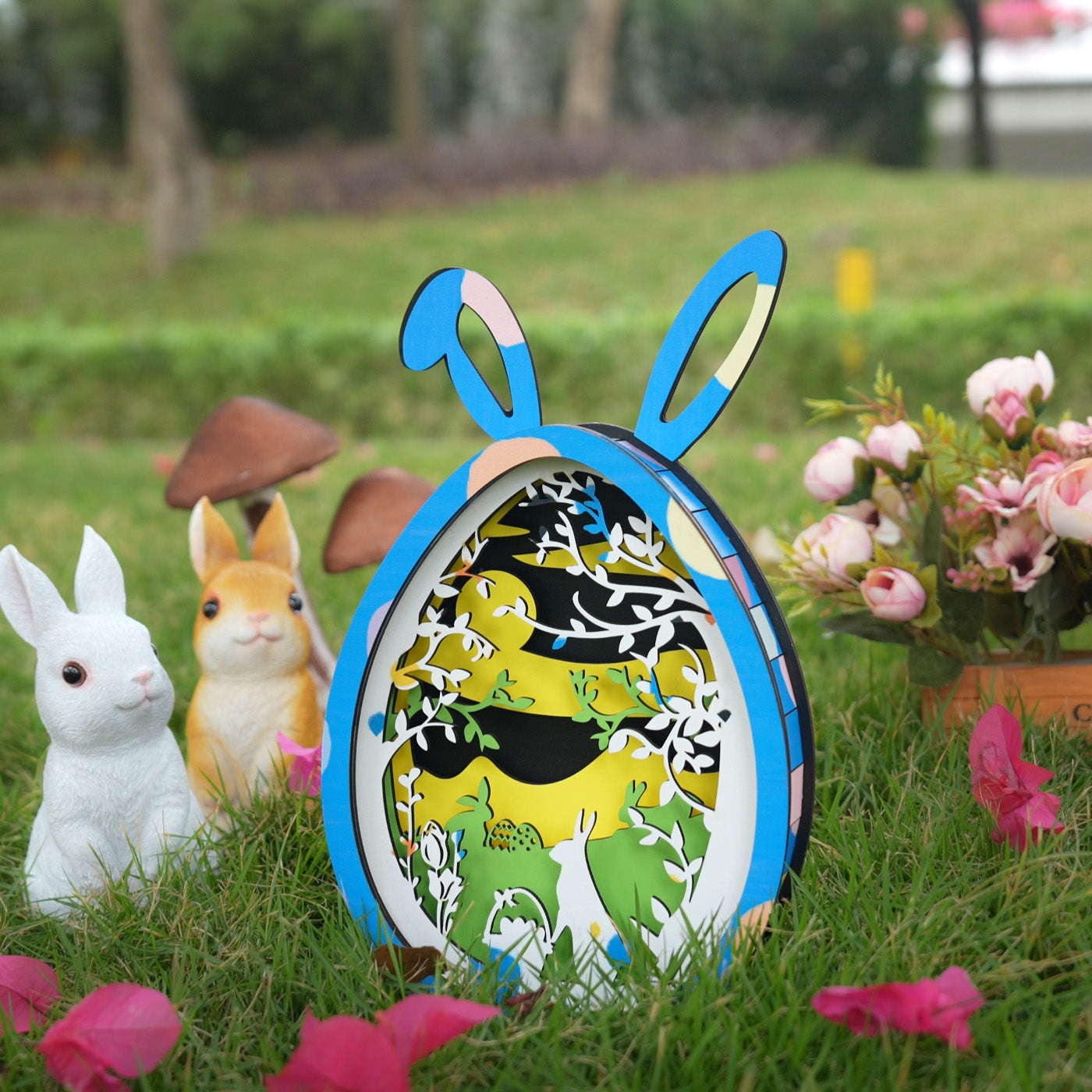 Easter Bunny Egg Multi-Layer Cutout Decor 01