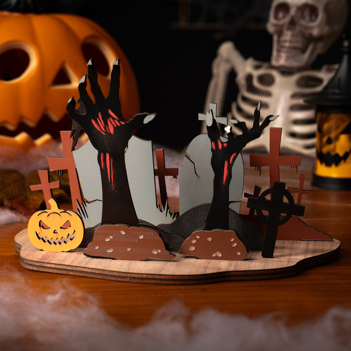Spooky Cemetery Wooden Table Ornament