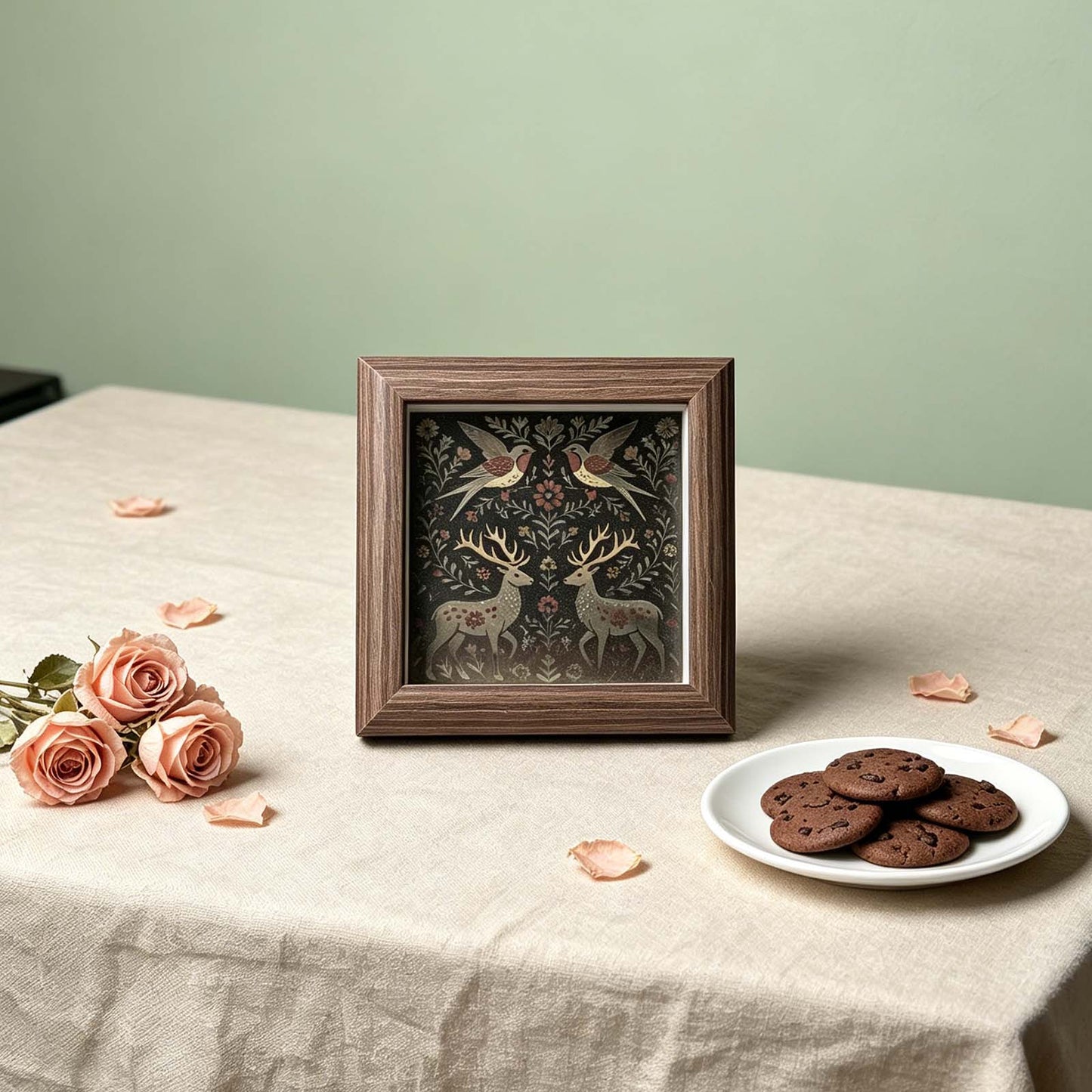 Swallow and Elk Metal Plante Colorful Engraving