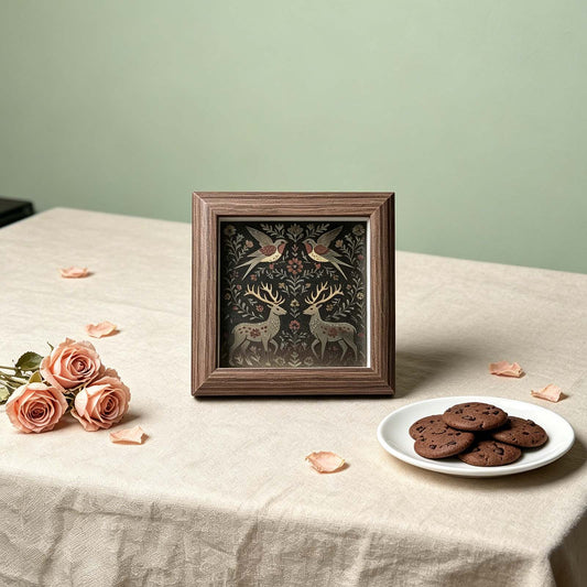 Swallow and Elk Metal Plante Colorful Engraving