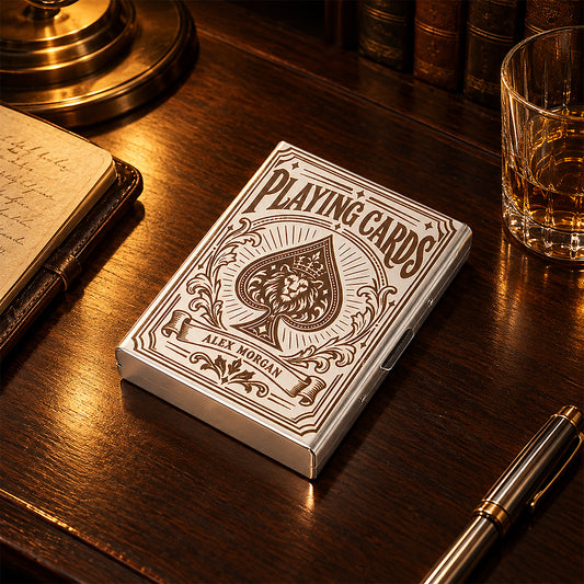 Spade Lion Stainless Steel Playing Card Case