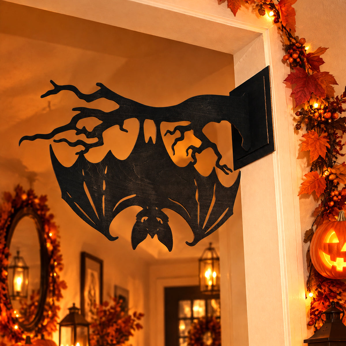 Halloween Upside-Down Bat Hanging Wall Decoration
