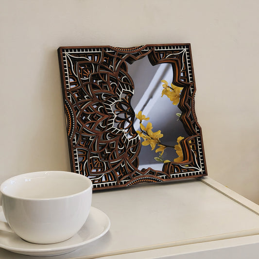 Multi-layer mandala cutout mirror