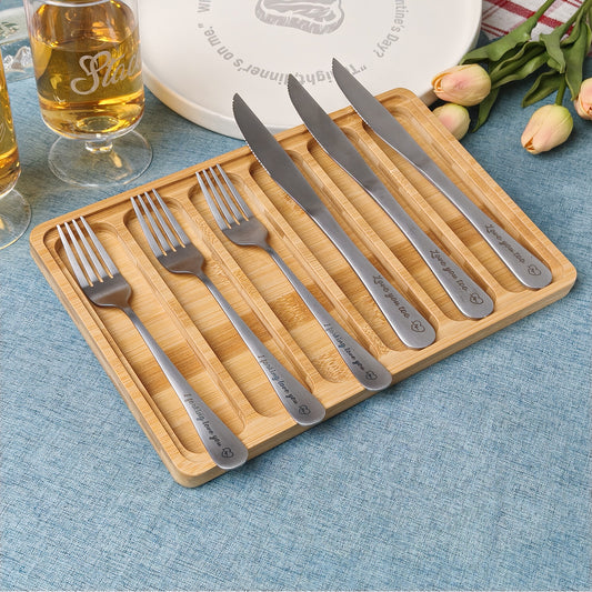 Stainless steel knife and fork engraving