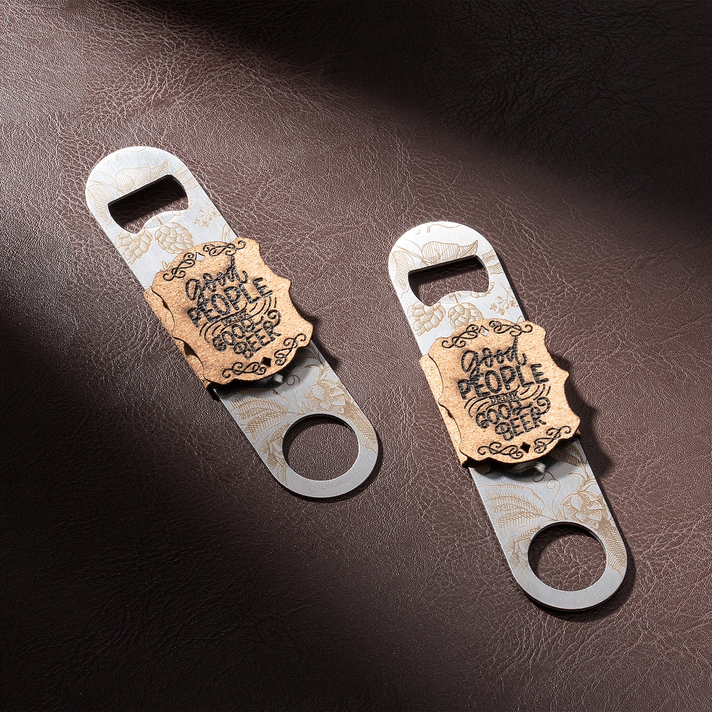 Stainless Steel Leather Bottle Opener Engraving