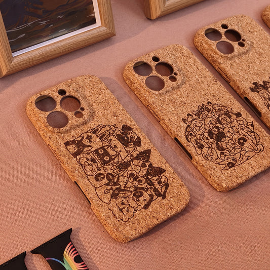 Cork phone case with pet engraving