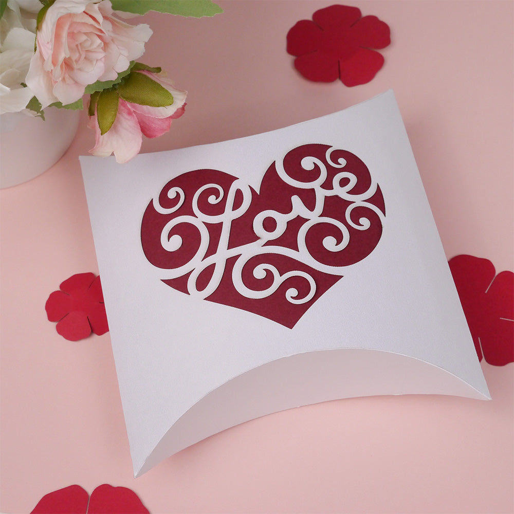 Card Stock Craft Paper Gift Box 04 - Papercut Heart with Love