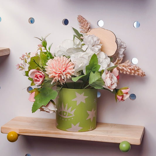 Star Pattern Ceramic Flower Pot Engraving