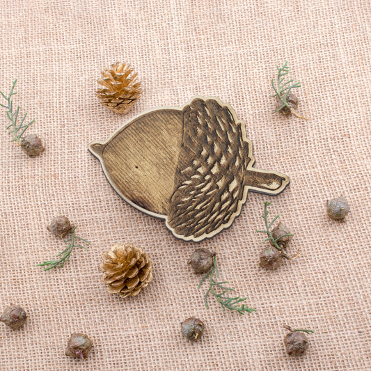 Wooden Pinecone 3D Relief Deep Engraving