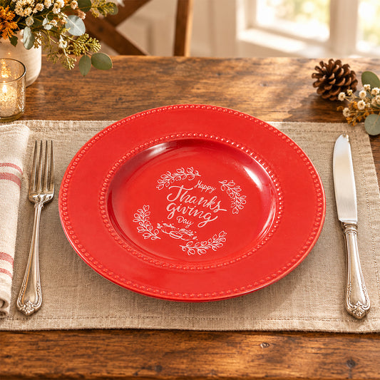Thanksgiving Ceramic Dish Plates Engraving
