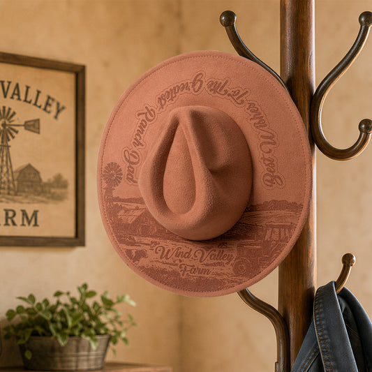 Ranch style cowboy hat engraving