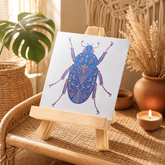Iridescent Beetle Stainless Steel Color Engraving