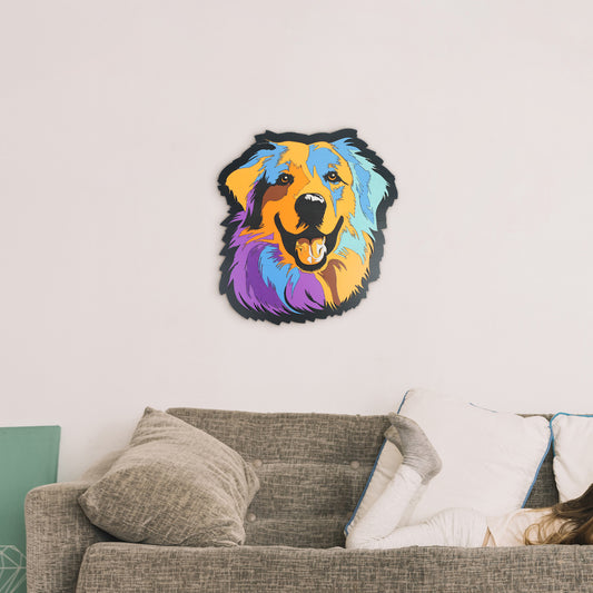 Multi-Material Golden Retriever Wall Art