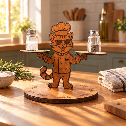 Cat Chef Salt & Pepper Seasoning Tray
