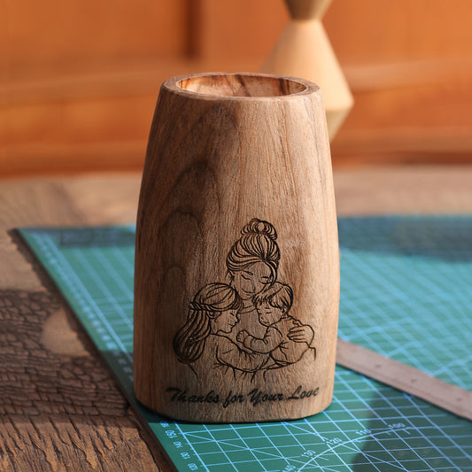 Mother's Day Wooden Vase Engraving