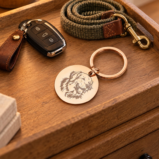 Golden Retriever Metal Keychain Engraving