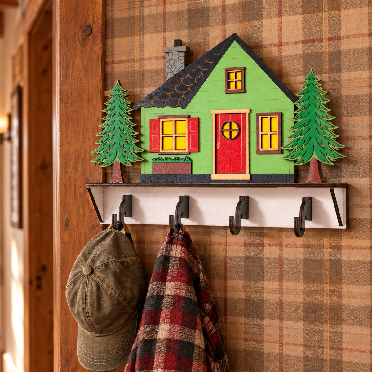 Wooden Forest Cabin Lodging Clothes Hanger Hook