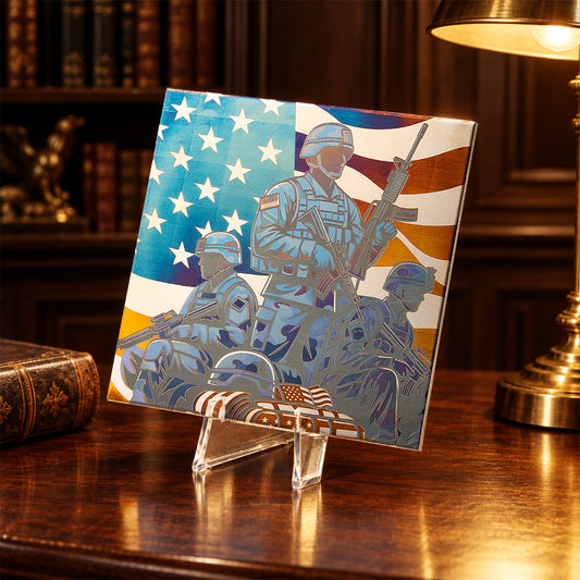 USA Military Veteran Titanium plaque Color Engraving