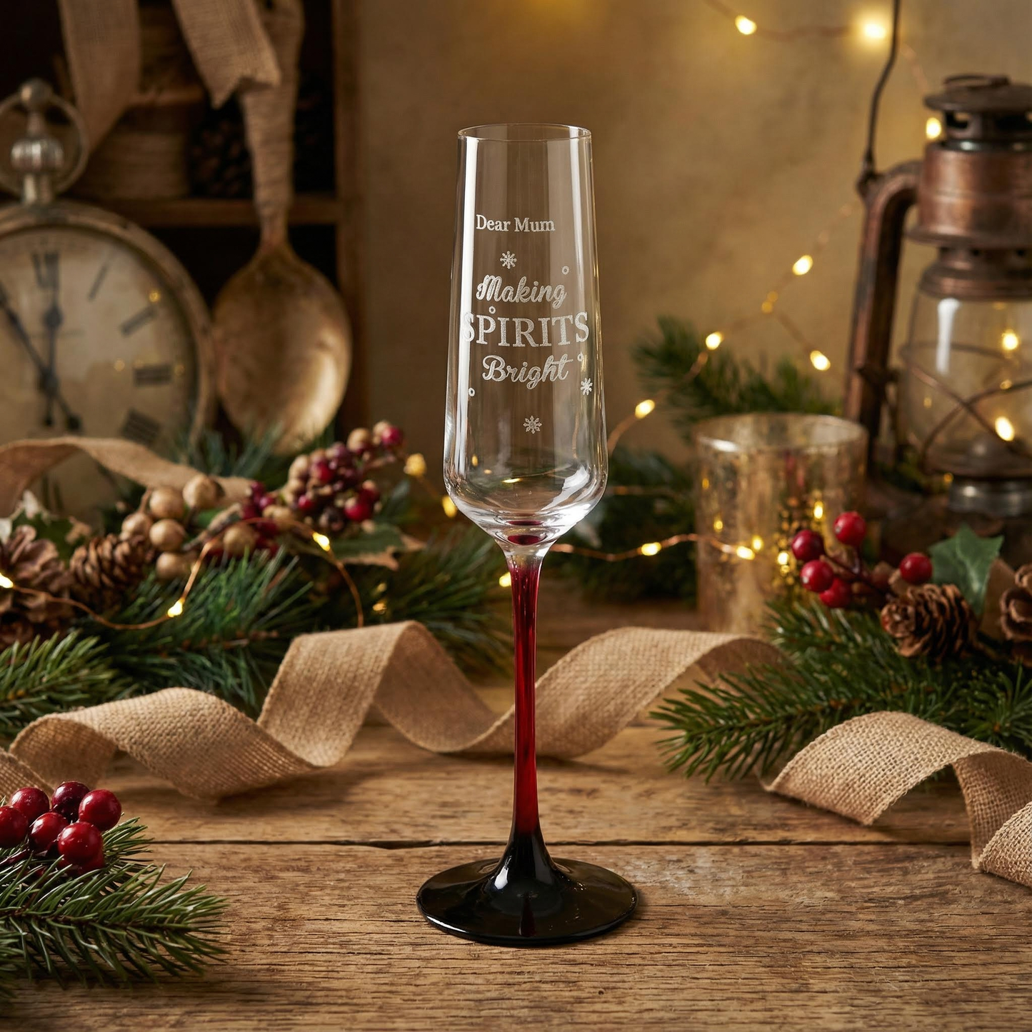 Champagne Glass Christmas Greetings Engraving