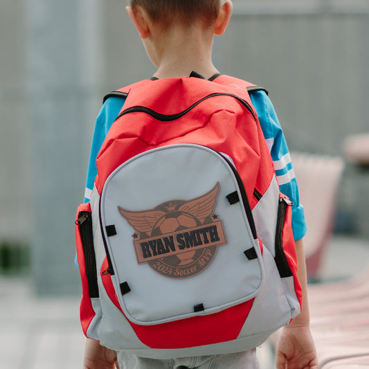 Football Soccer School Bag Leather Label