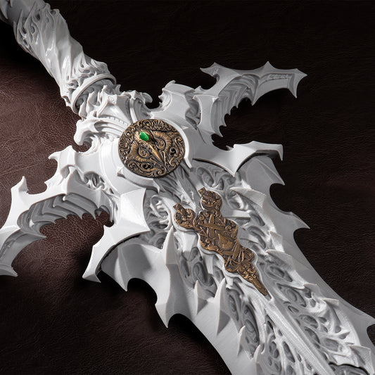Fantasy sword inlay inset accessory brass relief engraving