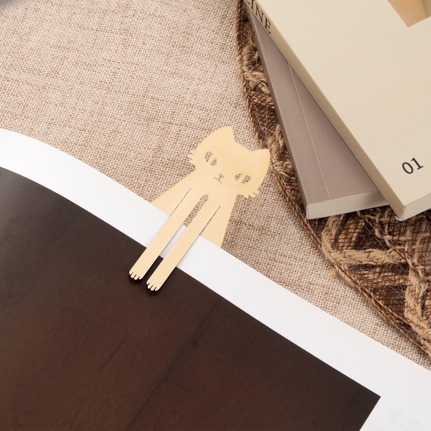 Cat brass bookmark cutting