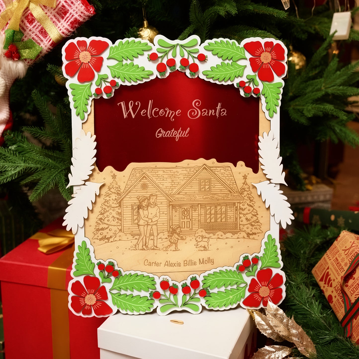 Christmas Themed Message Board Photo Frame