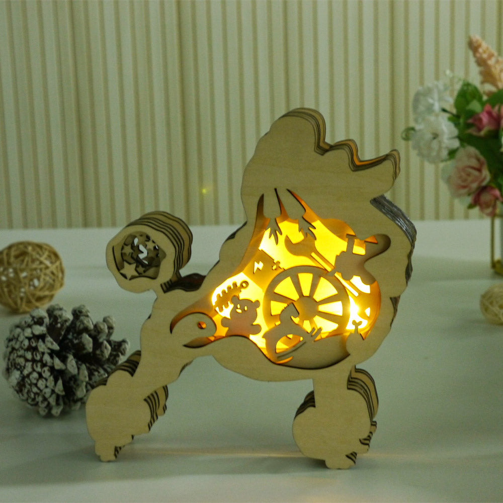 3D Wooden Night Light 02 Dog