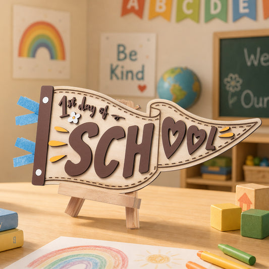 Wooden Pennant for First Day of School
