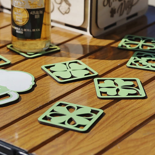 St Patricks Day Four Leaf Clover Coasters