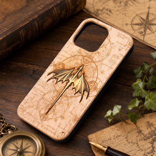 Fantasy-style wood metal inlay phone case