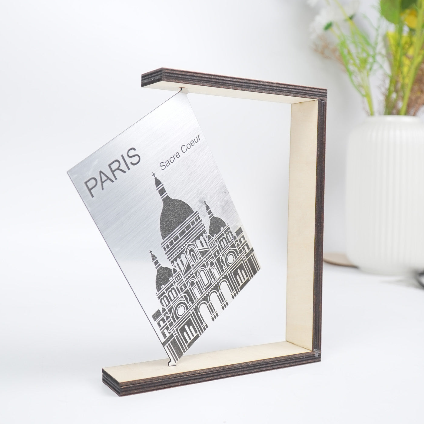 Wooden Acrylic Engraved Notre Dame Rotating Art