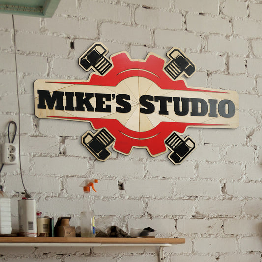 Large Gear Cog Studio Signage