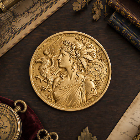 Goddess Mythology Brass Coin Relief  Engraving