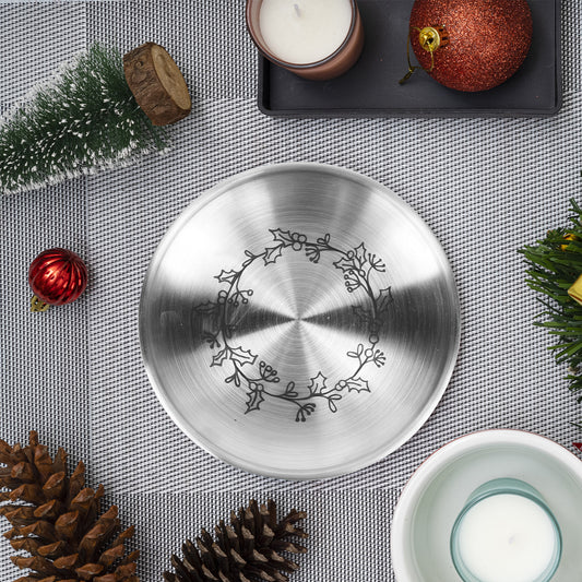 Mistletoe Metal Dinner Plate Engraving