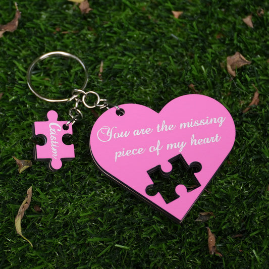 Heart-Shaped Jigsaw Puzzle Keychain 02