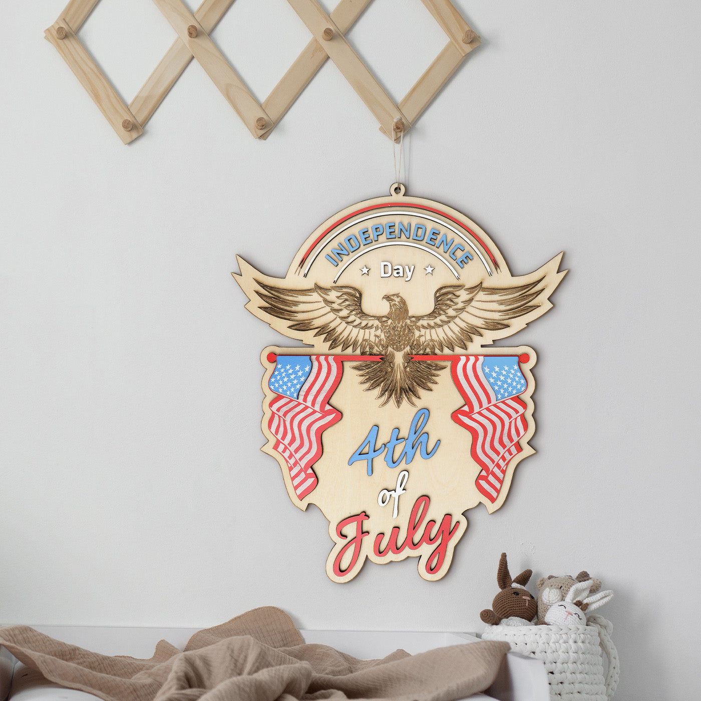 Independence Day Wooden Eagle Wall Art Deco