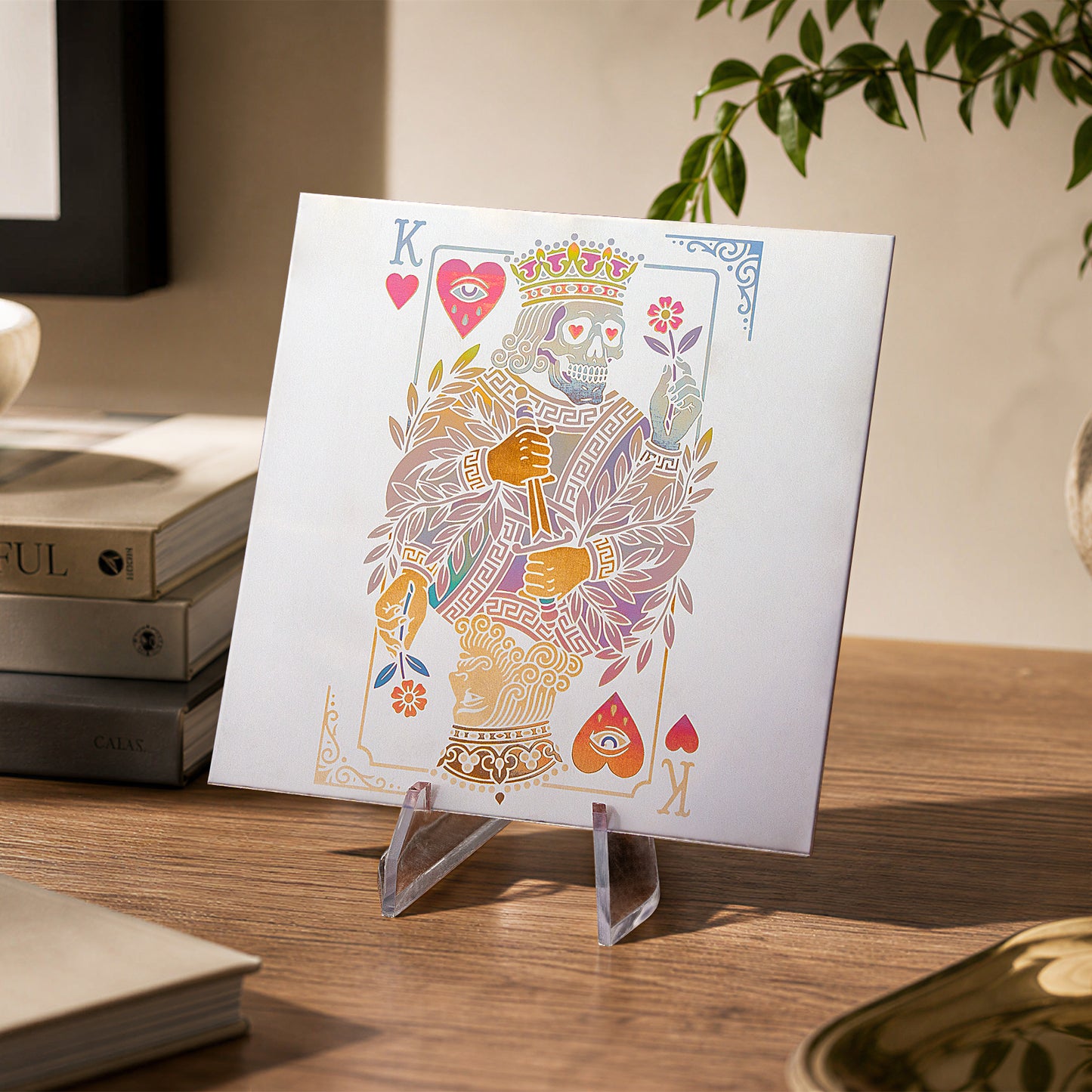 Stainless Steel playing card king Color Engraving
