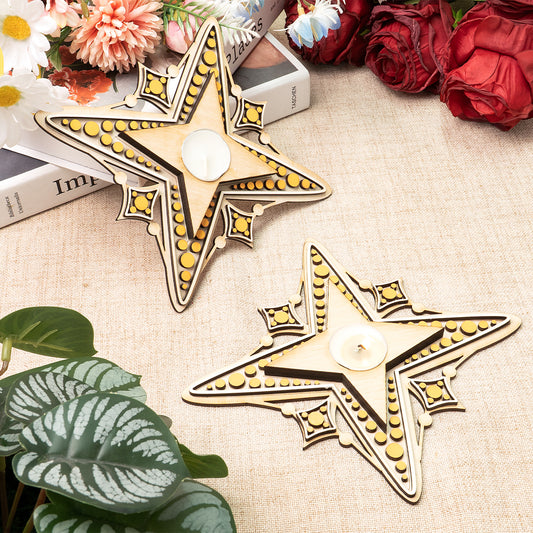Wooden Star Candle Tea Light Holder