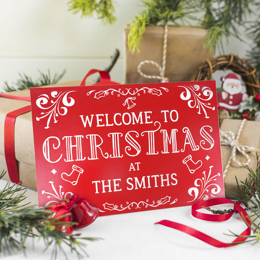 Wooden Christmas Welcome Sign