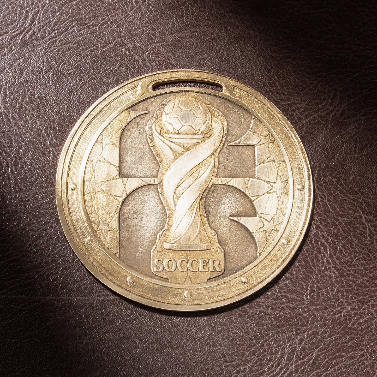 Soccer Brass Medal Relief Engraving