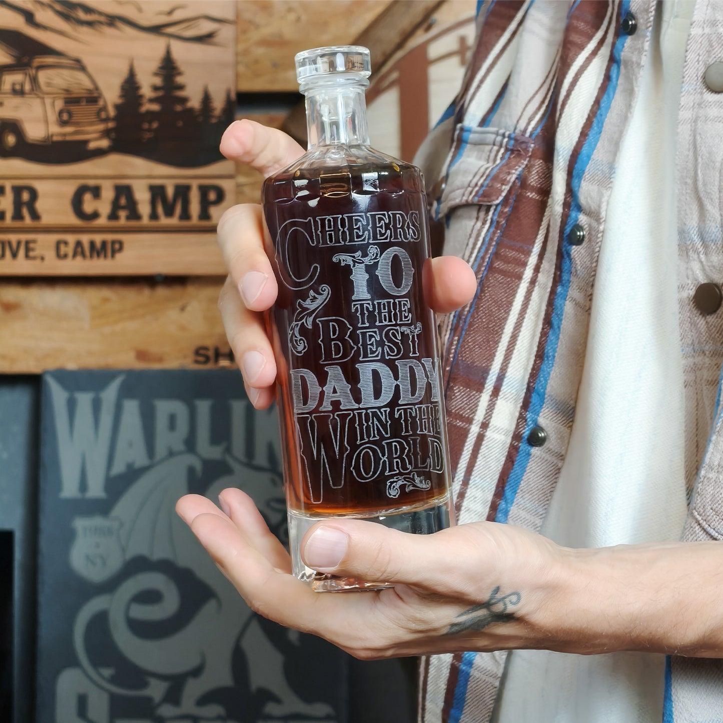 Father's Day Glass Bottle Engraving Pattern