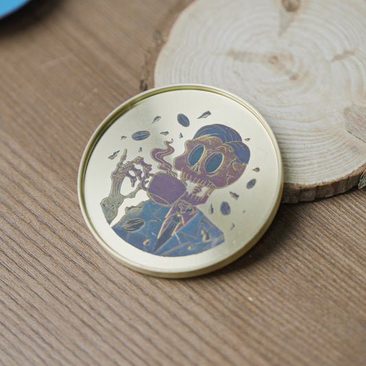 Brass coaster color engraving