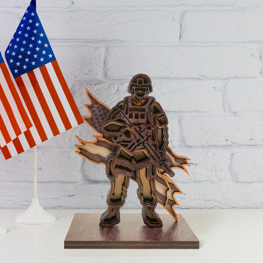 Independence Day Wooden Soldier Ornament